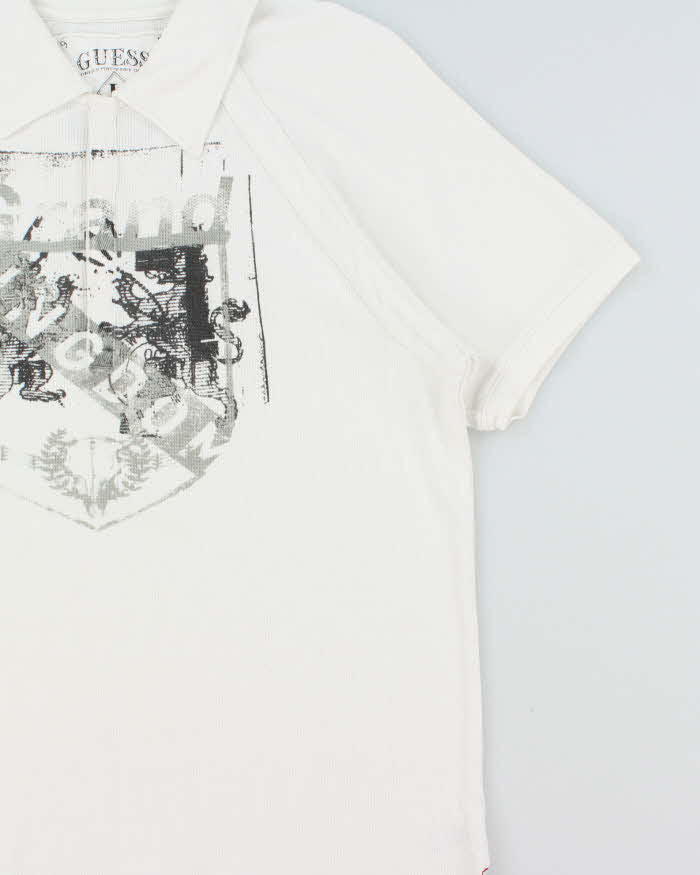 Vintage Y2K 00s Guess Grand Kingdom Short Sleeve Waffle Polo Shirt - L