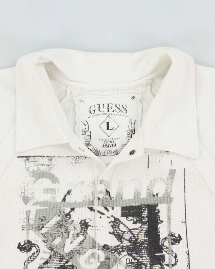 Vintage Y2K 00s Guess Grand Kingdom Short Sleeve Waffle Polo Shirt - L
