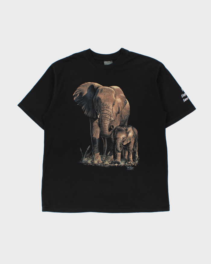 Vintage 1990s Peter Stewart Elephant Sanctuary Heavyweight Crewneck T-Shirt - XXL