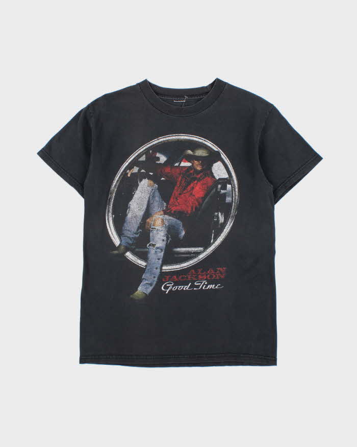 Vintage 2009 Alan Jackson Good Time Tour Faded Black Heavyweight Crewneck T-Shirt - S