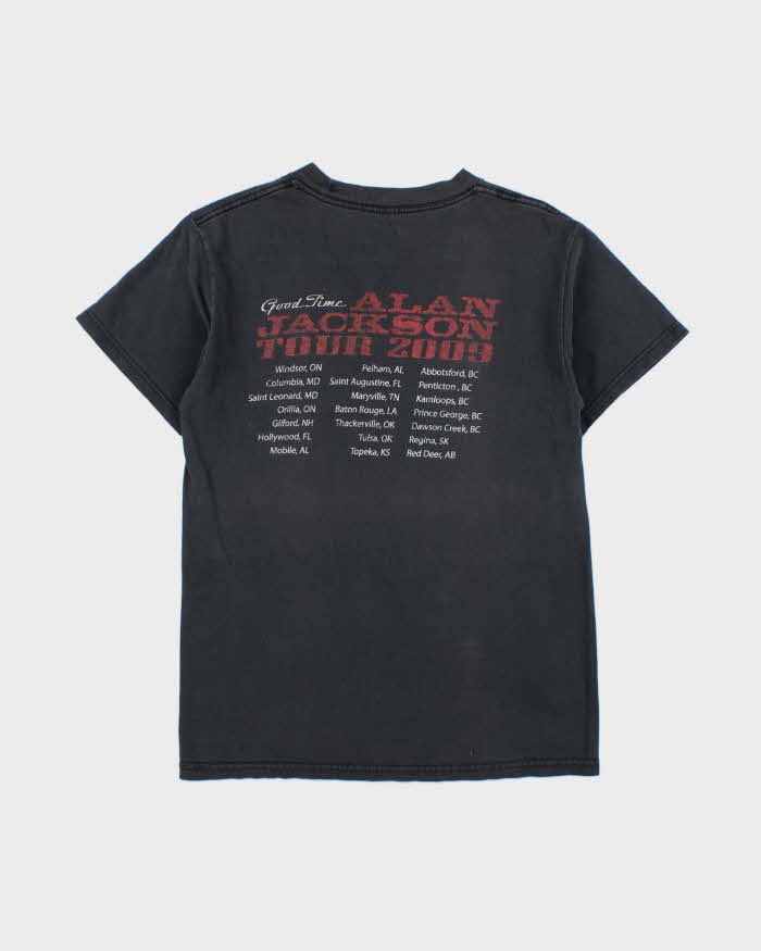 Vintage 2009 Alan Jackson Good Time Tour Faded Black Heavyweight Crewneck T-Shirt - S
