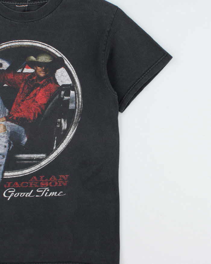 Vintage 2009 Alan Jackson Good Time Tour Faded Black Heavyweight Crewneck T-Shirt - S