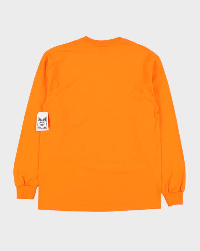 DSWT Obey Neon Orange All Eyez Long Sleeve Crewneck Pocket T-Shirt - M