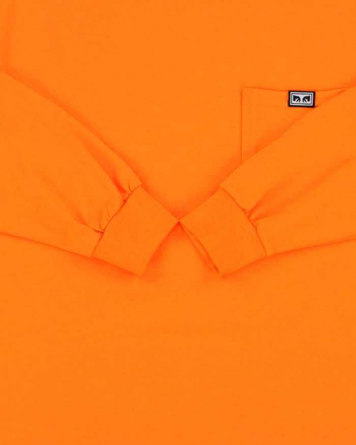 DSWT Obey Neon Orange All Eyez Long Sleeve Crewneck Pocket T-Shirt - M