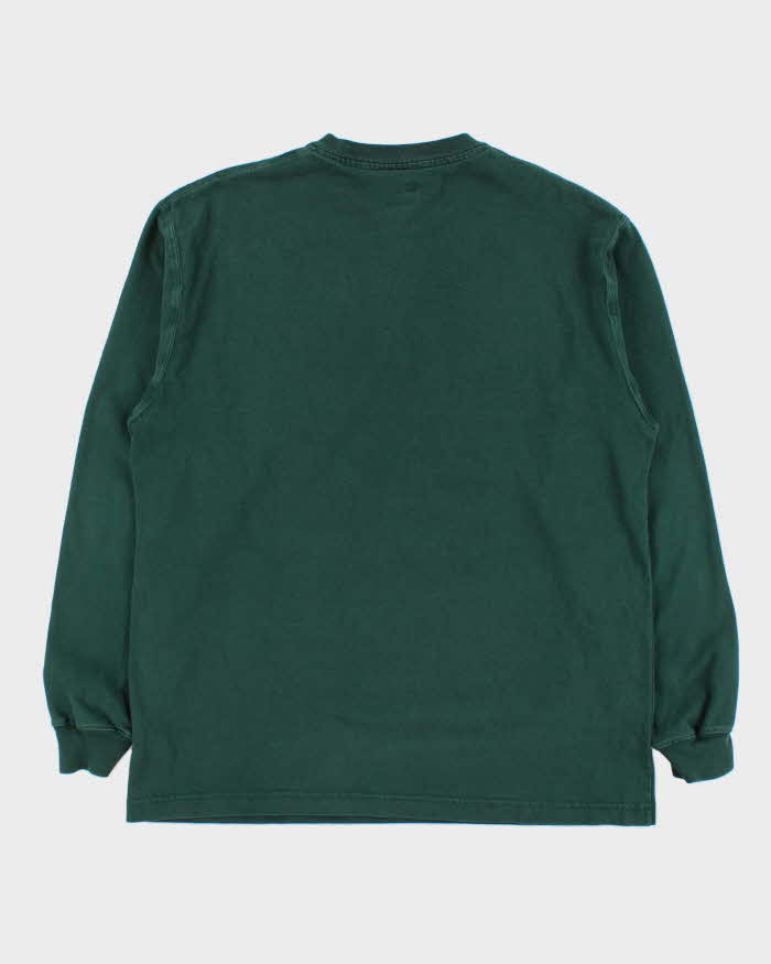 Vintage Carhartt Hunter Green Heavyweight Original Fit Long Sleeve Henley Pocket T-Shirt - M
