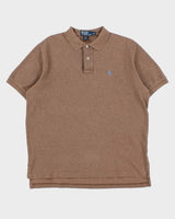 Vintage Y2K 00s Polo Ralph Lauren Brown Marl Classic Short Sleeve Polo Shirt - L