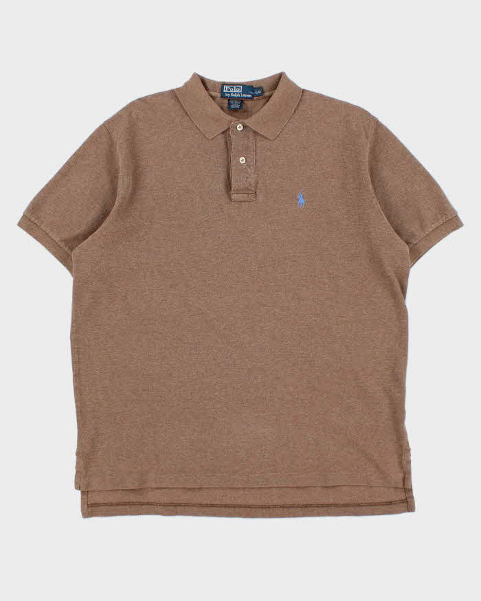 Vintage Y2K 00s Polo Ralph Lauren Brown Marl Classic Short Sleeve Polo Shirt - L