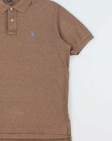 Vintage Y2K 00s Polo Ralph Lauren Brown Marl Classic Short Sleeve Polo Shirt - L