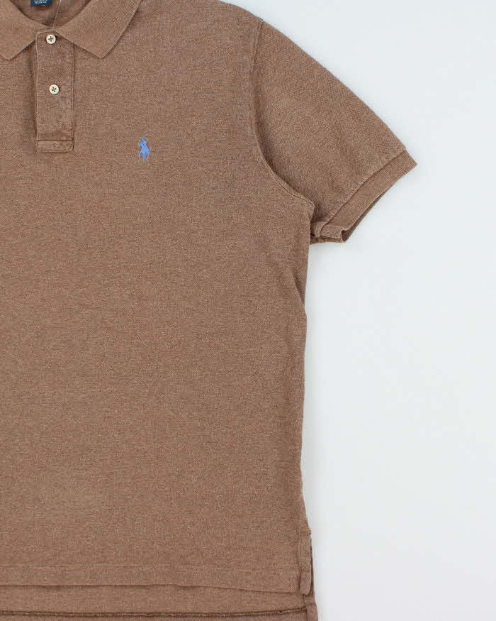 Vintage Y2K 00s Polo Ralph Lauren Brown Marl Classic Short Sleeve Polo Shirt - L