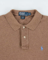 Vintage Y2K 00s Polo Ralph Lauren Brown Marl Classic Short Sleeve Polo Shirt - L