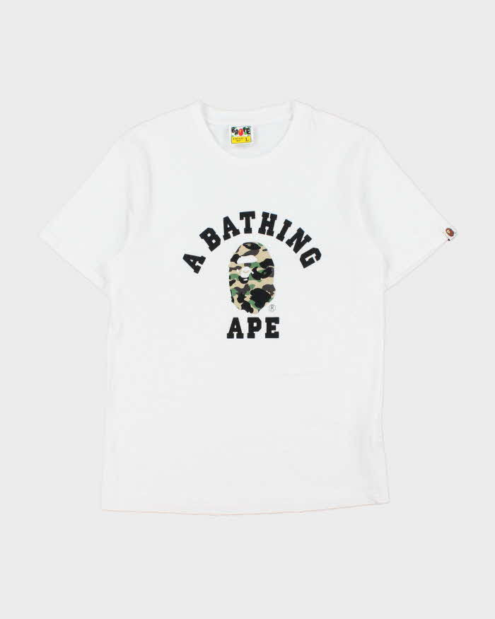 Vintage A Bathing Aape Bape Heavyweight Camo Logo Crewneck T-Shirt - L