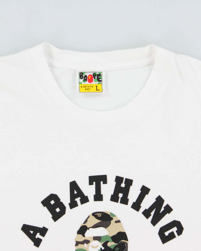 Vintage A Bathing Aape Bape Heavyweight Camo Logo Crewneck T-Shirt - L