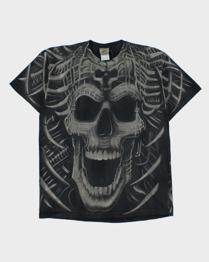 Vintage 2000 Liquid Blue Heavyweight Skull Print Crewneck T-Shirt - L