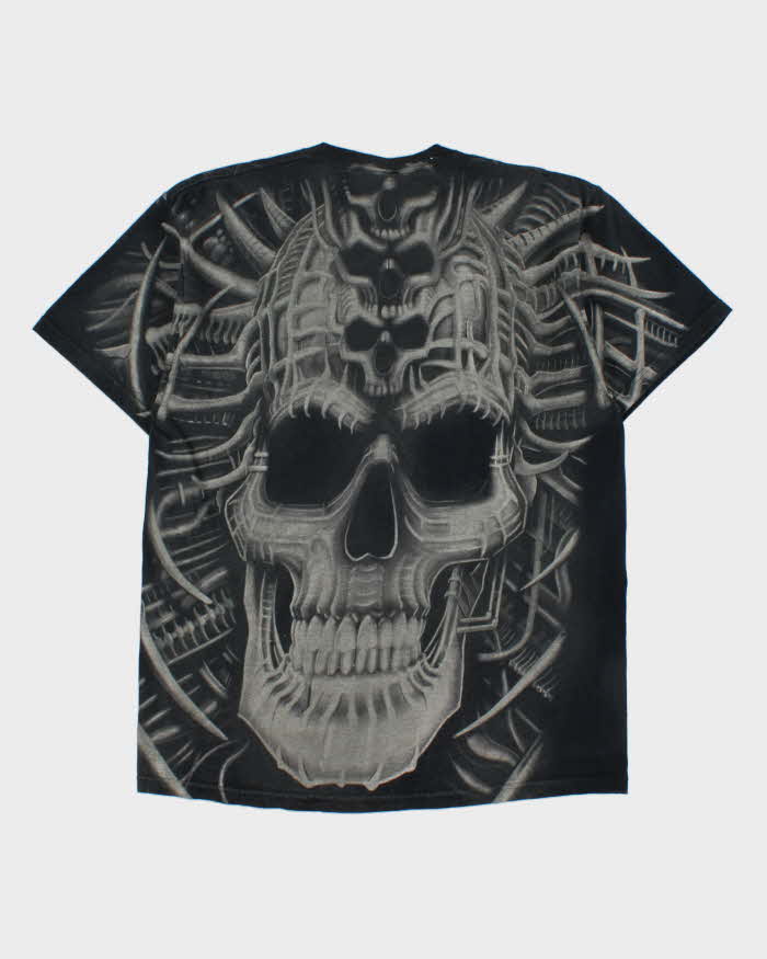 Vintage 2000 Liquid Blue Heavyweight Skull Print Crewneck T-Shirt - L