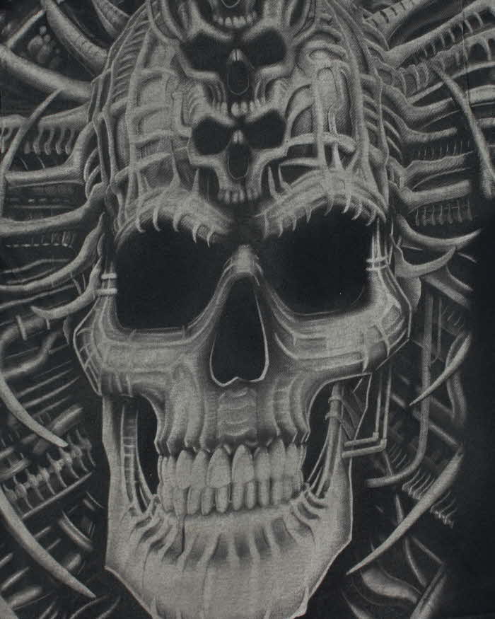 Vintage 2000 Liquid Blue Heavyweight Skull Print Crewneck T-Shirt - L