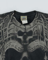 Vintage 2000 Liquid Blue Heavyweight Skull Print Crewneck T-Shirt - L