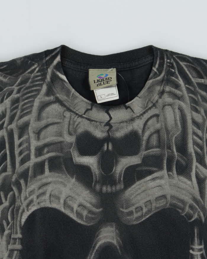 Vintage 2000 Liquid Blue Heavyweight Skull Print Crewneck T-Shirt - L