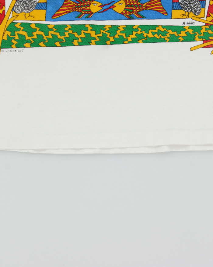 Vintage 1990s Nooloo Dezign M. White Handmade Single Stitch Crewneck T-Shirt - L