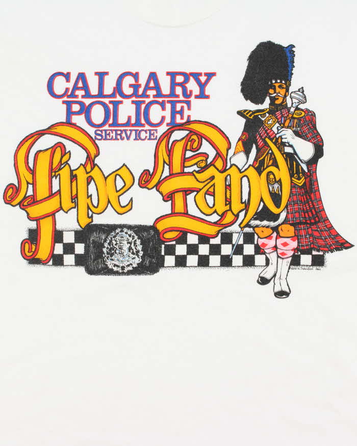 Vintage 1990s Calgary Police Pipe Band Heavyweight Made In Canada King-T Crewneck T-Shirt - XXL