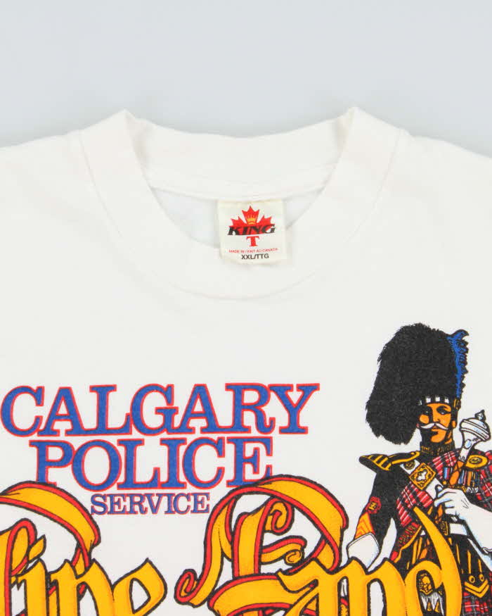 Vintage 1990s Calgary Police Pipe Band Heavyweight Made In Canada King-T Crewneck T-Shirt - XXL