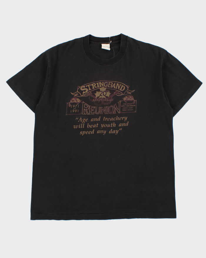 Vintage 1991 Stringband Reunion 20th Anniversary Heavyweight Made In Canada Single Stitch Crewneck T-Shirt - L