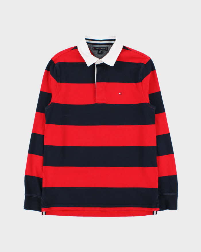 Vintage Y2K 00s Tommy Hilfiger Heavyweight Striped Long Sleeve Rugby Shirt - S