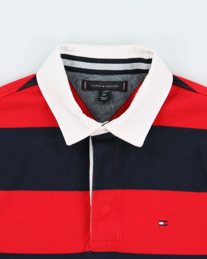 Vintage Y2K 00s Tommy Hilfiger Heavyweight Striped Long Sleeve Rugby Shirt - S