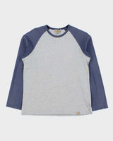 Vintage Carhartt Grey Marl Long Sleeve Dodgers Crewneck Raglan Baseball T-Shirt - M