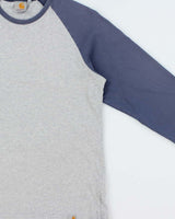 Vintage Carhartt Grey Marl Long Sleeve Dodgers Crewneck Raglan Baseball T-Shirt - M