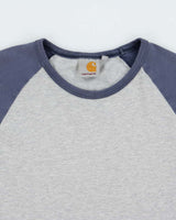 Vintage Carhartt Grey Marl Long Sleeve Dodgers Crewneck Raglan Baseball T-Shirt - M
