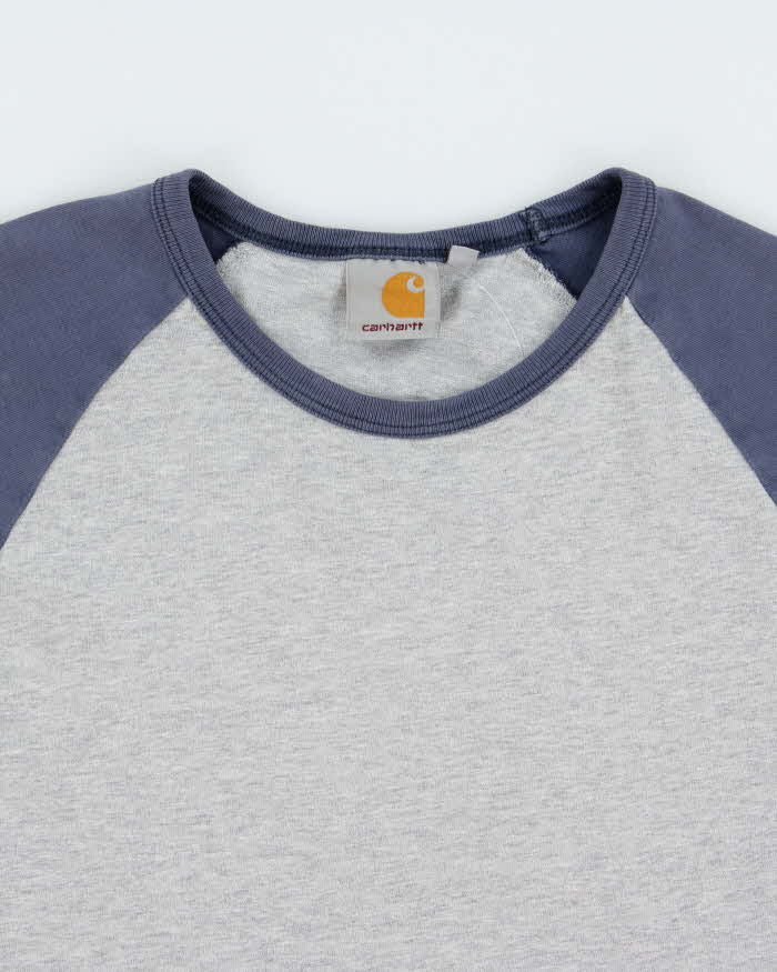 Vintage Carhartt Grey Marl Long Sleeve Dodgers Crewneck Raglan Baseball T-Shirt - M