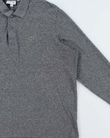 Vintage Lacoste Grey Marl Classic Fit Long Sleeve Polo Shirt - 4XL