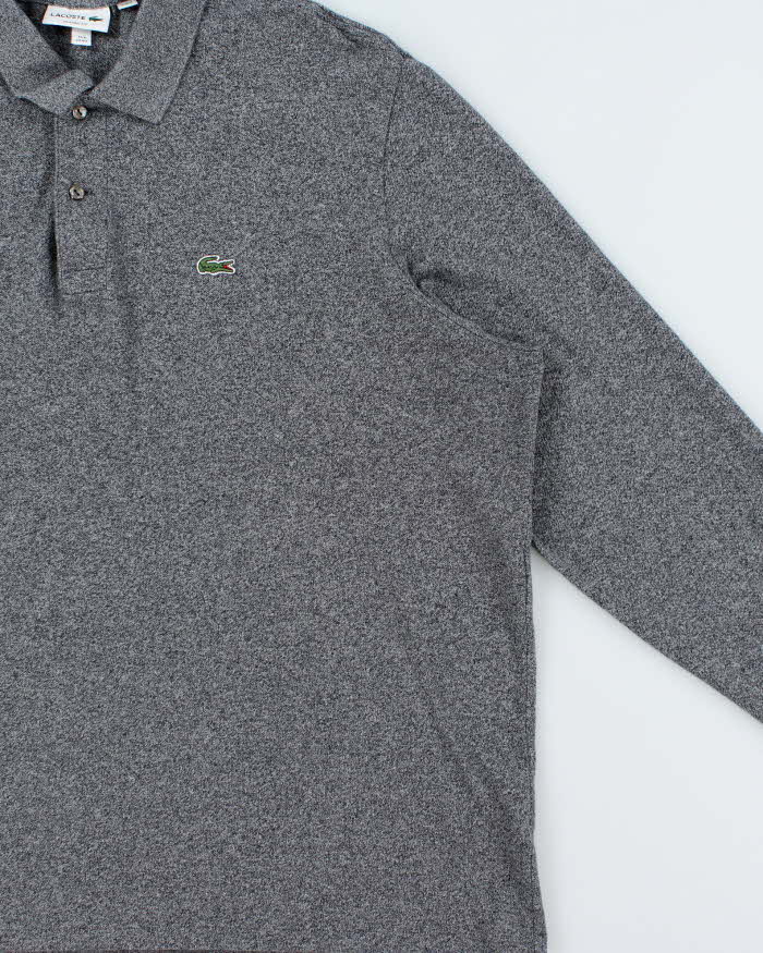 Vintage Lacoste Grey Marl Classic Fit Long Sleeve Polo Shirt - 4XL