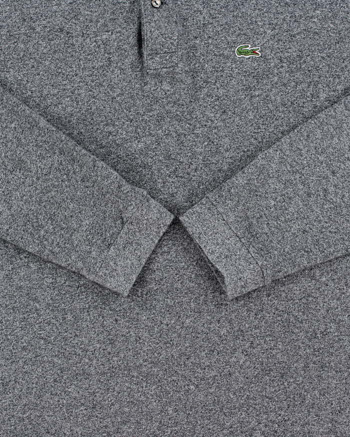 Vintage Lacoste Grey Marl Classic Fit Long Sleeve Polo Shirt - 4XL