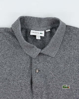 Vintage Lacoste Grey Marl Classic Fit Long Sleeve Polo Shirt - 4XL