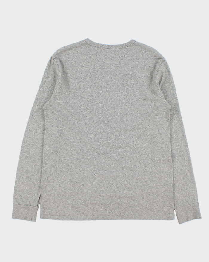 Vintage Polo Ralph Lauren Grey Marl Script Long Sleeve Crewneck T-Shirt - M