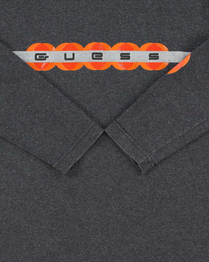 Vintage 1990s Guess Jeans Grey Marl Heavyweight Made In Canada Long Sleeve Crewneck T-Shirt - M
