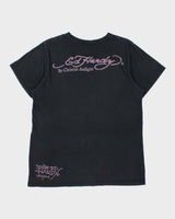 Vintage Y2K 00s Ed Hardy Christian Audigier Rhinestone Embellished Skull &amp; X Bones Crewneck T-Shirt - M