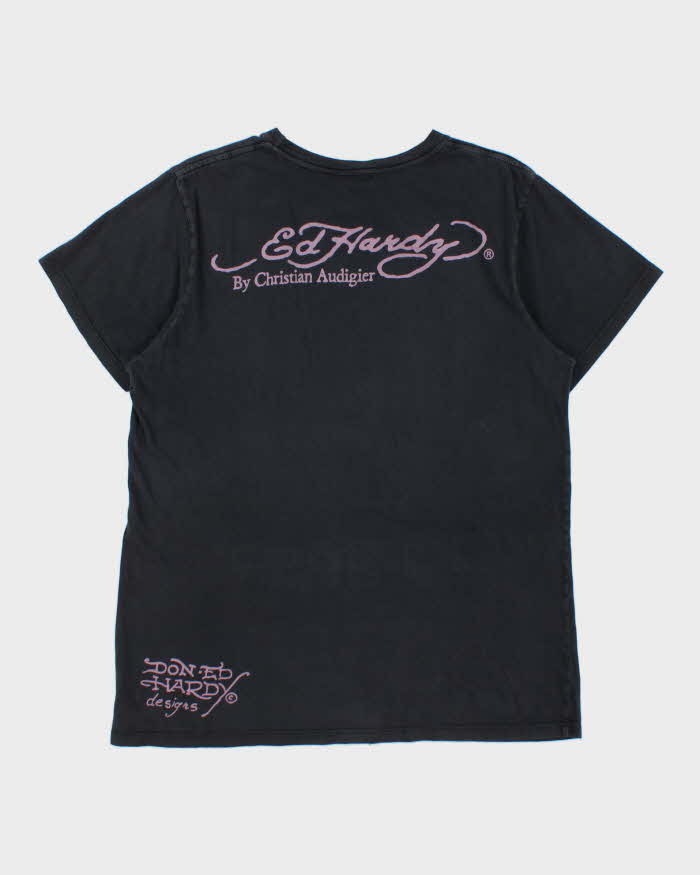 Vintage Y2K 00s Ed Hardy Christian Audigier Rhinestone Embellished Skull & X Bones Crewneck T-Shirt - M