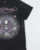 Vintage Y2K 00s Ed Hardy Christian Audigier Rhinestone Embellished Skull &amp; X Bones Crewneck T-Shirt - M