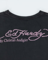 Vintage Y2K 00s Ed Hardy Christian Audigier Rhinestone Embellished Skull &amp; X Bones Crewneck T-Shirt - M