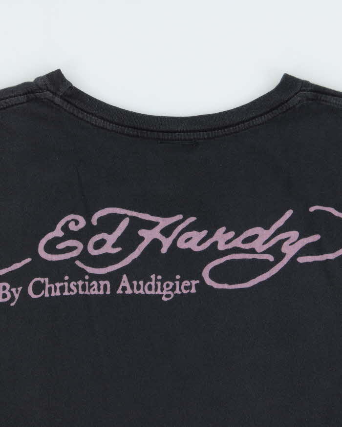 Vintage Y2K 00s Ed Hardy Christian Audigier Rhinestone Embellished Skull & X Bones Crewneck T-Shirt - M