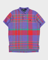 Vintage 1990s Polo Ralph Lauren Tartan Plaid Made In USA Short Sleeve Polo-Shirt - M