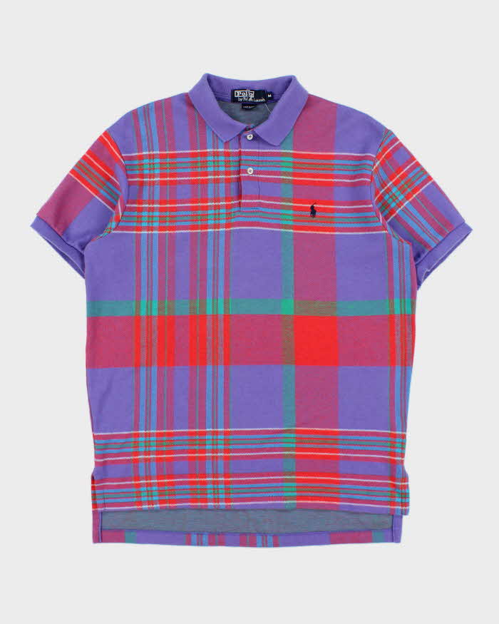 Vintage 1990s Polo Ralph Lauren Tartan Plaid Made In USA Short Sleeve Polo-Shirt - M