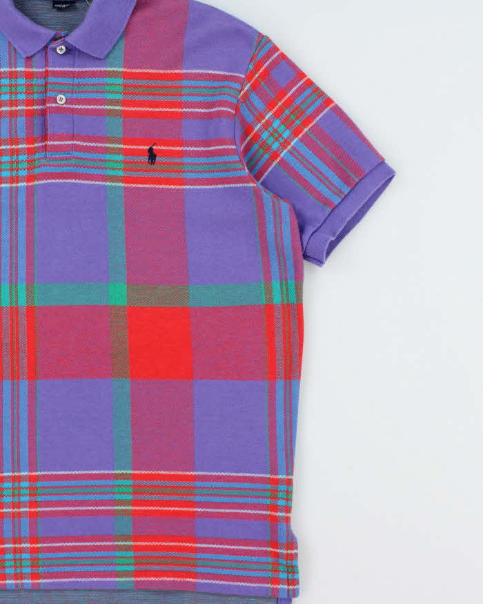 Vintage 1990s Polo Ralph Lauren Tartan Plaid Made In USA Short Sleeve Polo-Shirt - M