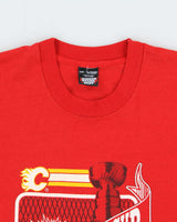 Vintage 1989 Calgary Flames Stanley Cup Champions NHL Screen Stars Single Stitch Made In Canada Crewneck T-Shirt - XL