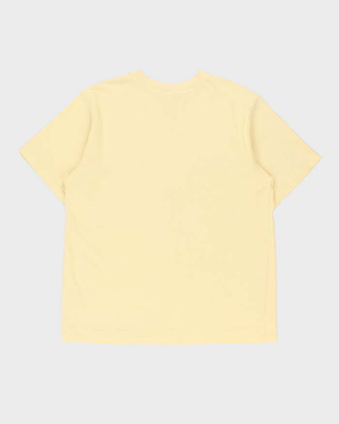 Vintage 1990s Yves Saint Laurent Pale Yellow Heavyweight Spell-Out Crewneck T-Shirt - L