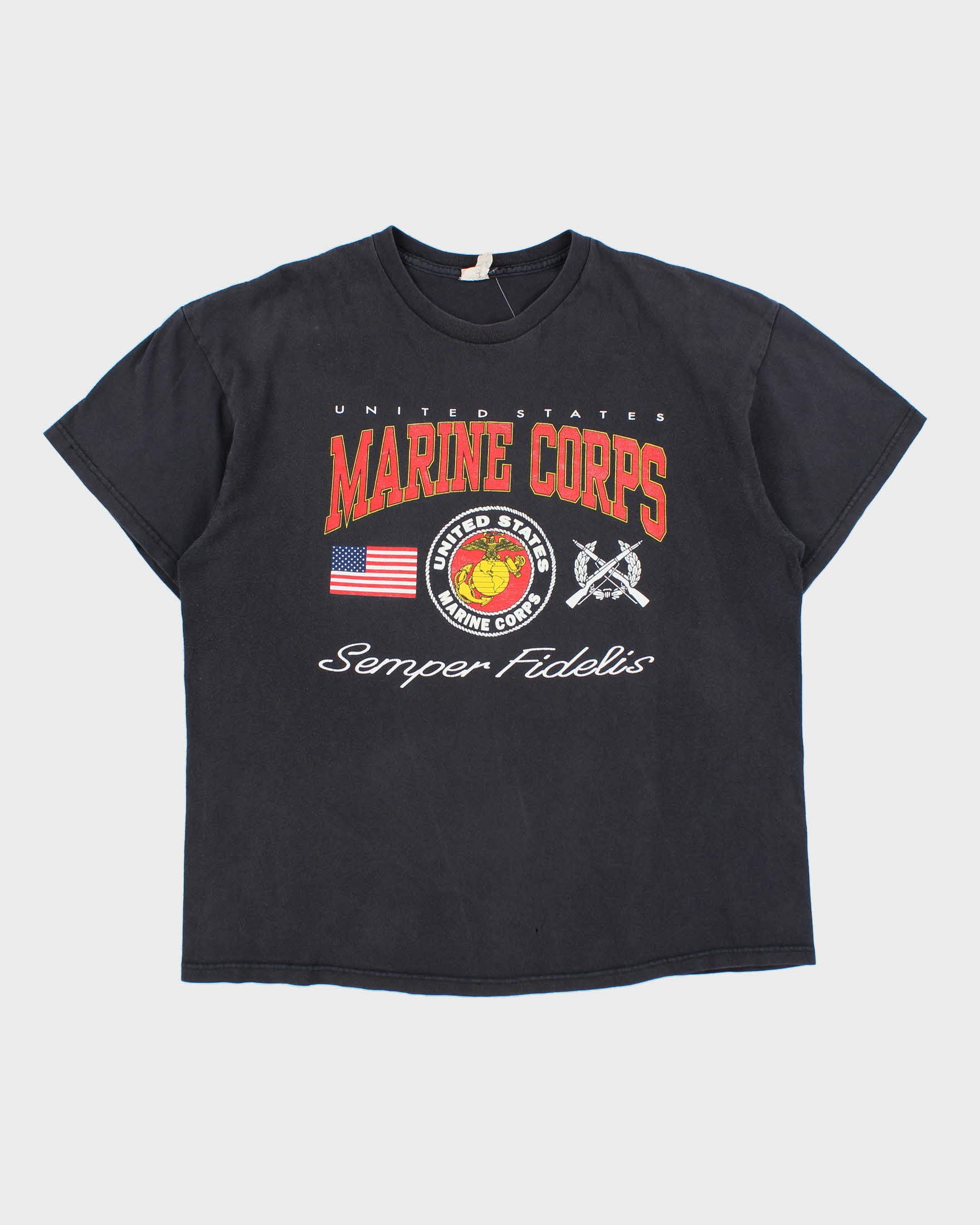 Vintage Y2K 00s United States Marine Corps Delta Pro Weight Distressed Crewneck T-Shirt - L