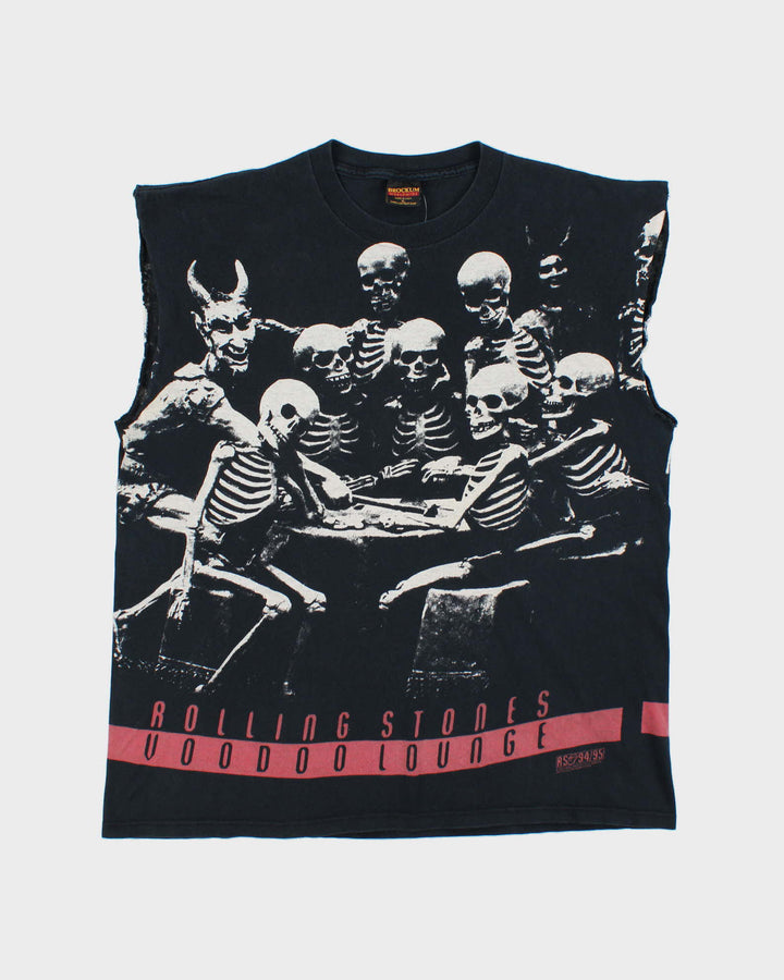 Vintage 1994 Brockum Rolling Stones Voodoo Lounge Tour Skeleton Party Made In USA Crewneck Sleeveless T-Shirt - XL
