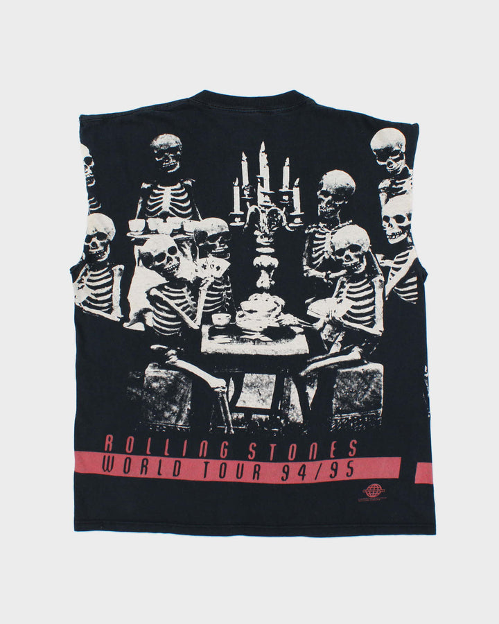 Vintage 1994 Brockum Rolling Stones Voodoo Lounge Tour Skeleton Party Made In USA Crewneck Sleeveless T-Shirt - XL